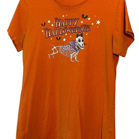 Vintage Happy Halloweenie Women’s Orange T-Shirt Size Small - Picture 4 of 4
